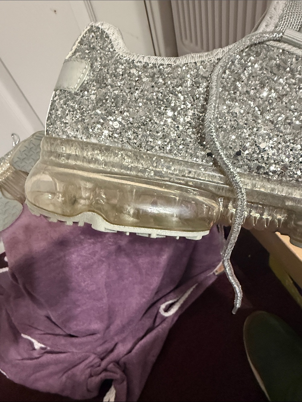 Sparkle Knit Silver Women's Athletic Sneakers - Picture 6 of 6